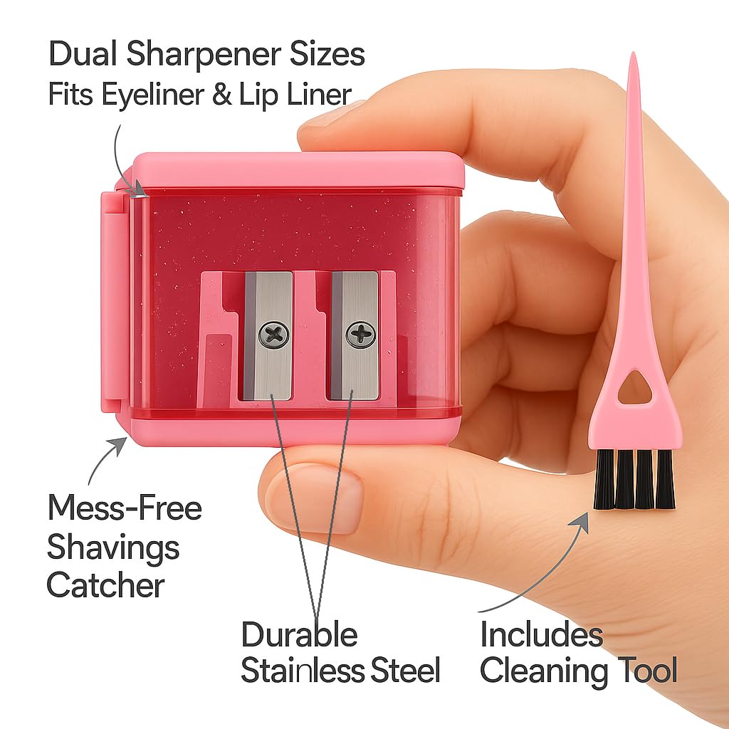Eyeliner Pencil Sharpener for Eyes and Lip Liner Makeup Large Brow Pencils Small Angled Wing Tip Real Beginners Techniques Eye Shadow Lines Gel Eyebrow Pomade Black Liquid Waterproof Vertex Stencil