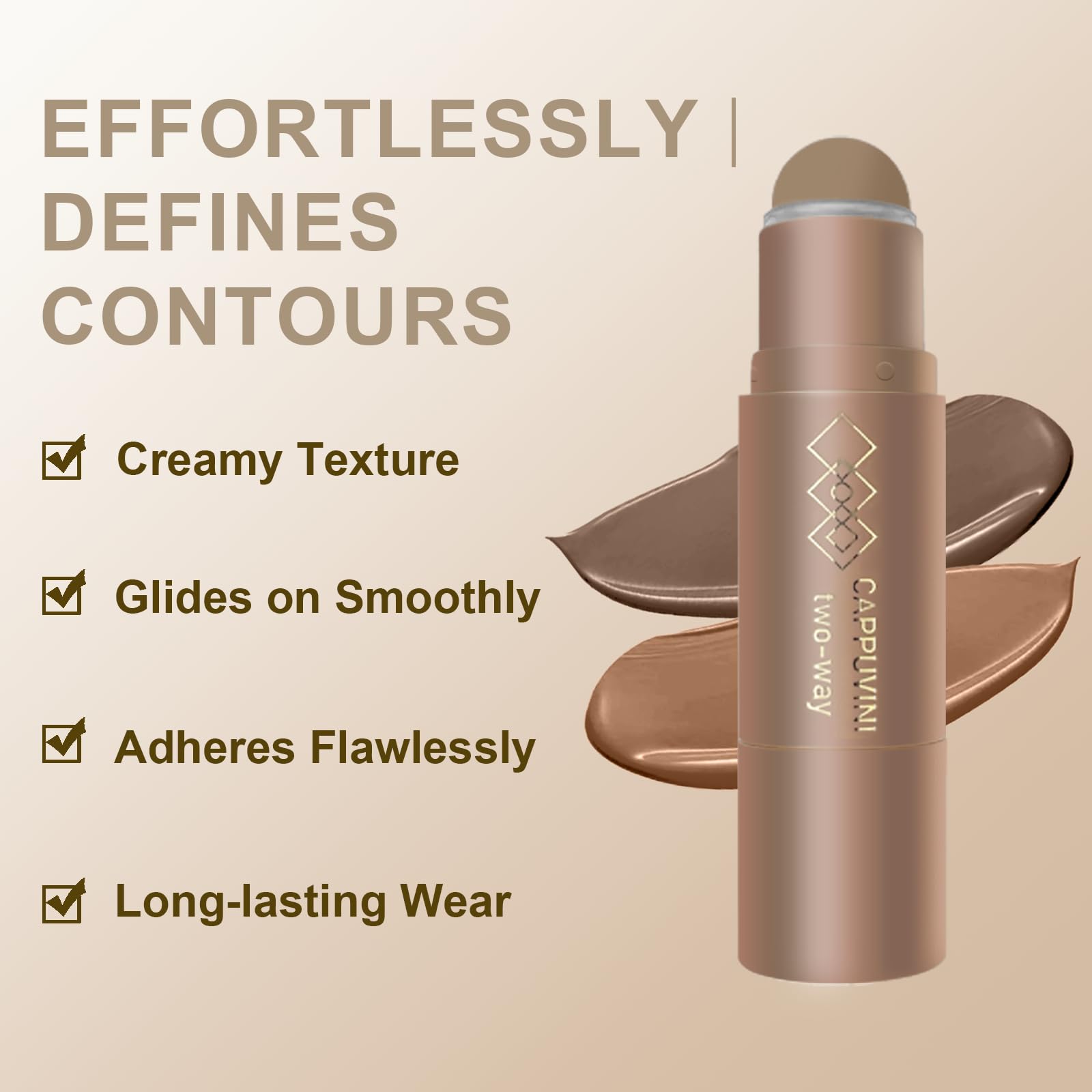 Cool Toned Cream Contour Stick for Fair Light Pale Skin, Grey Nose Contour Makeup Built-in Sponge, Smooth Long Lasting Bronzer, Blendable Lightweight Contouring Stick #01 Cool Ash Brown