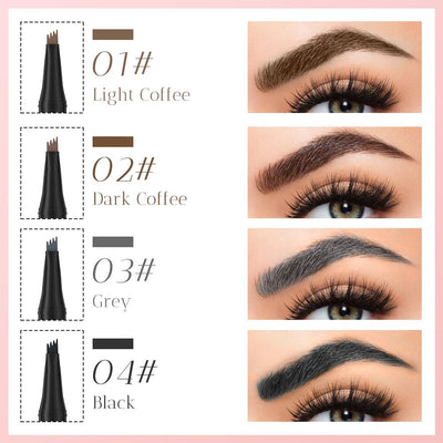 Microblading Eyebrow Pen, Waterproof Eyebrow Pencil, Eye Brow Pen with 4 Tip, Premium Natural Magic Eyebrow Makeup Fine Stroke Contouring Pencil Long-Lasting Stay on All Day (Dark coffee)