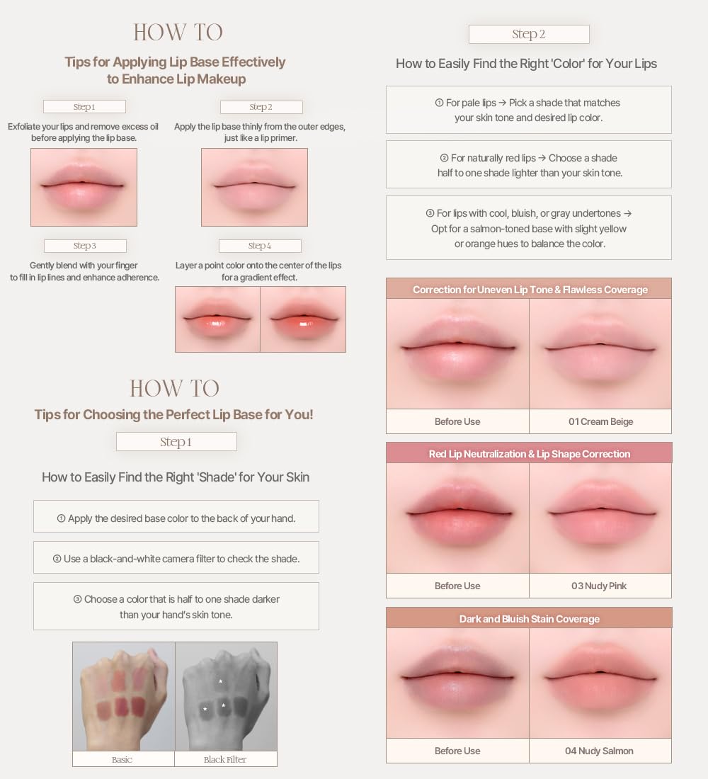 Heart Percent Dote On Mood All Cover Lip Base, Comfortable & Flawless Lip Tone & Texture Correction w/Lightweight Texture, #07. Vanilla Beige