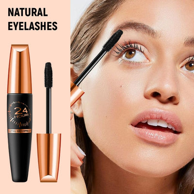 Waterproof Silk Fibre Thick Lengthening Mascara, 2025 New Iron Wand Mascara Curling Eyelash Iron Mascaras with No Flaking, Waterproof Long-Lasting 4D Silk Fiber Lash Mascaras (1)