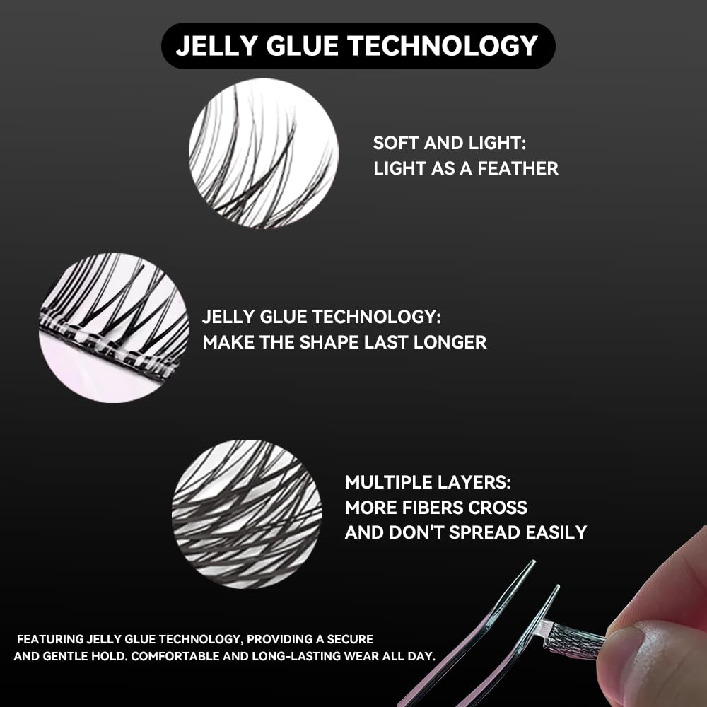 Wispy Lash Clusters Kit, 80 Pcs Individual Eyelash Clusters (10-18mm C Curl) - DIY Lash Extension Kit with Lash Glue, Sealant & Tweezers, Natural Fluffy Fake Lashes for Home Use, Beginners Friendly