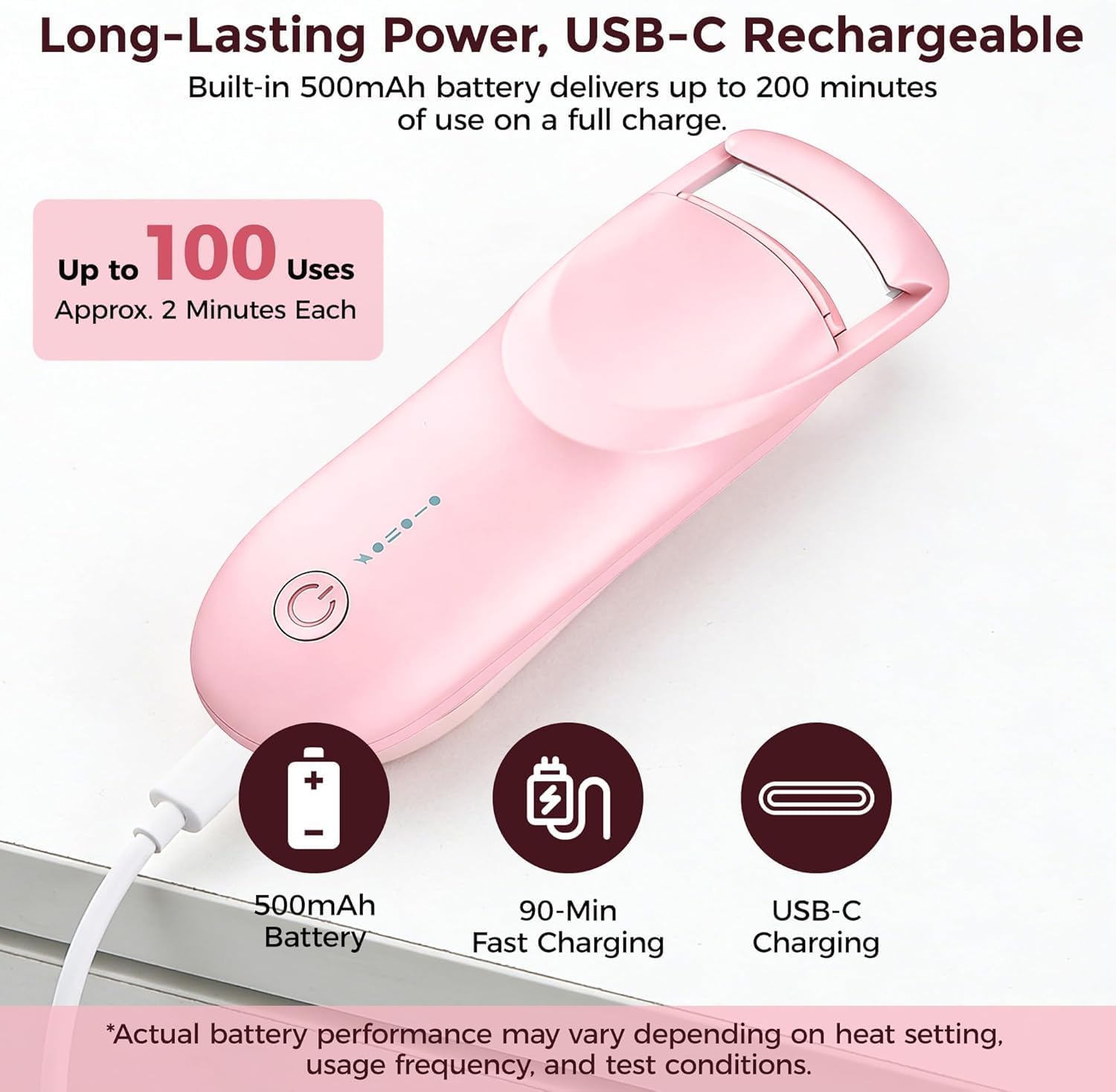 Heated Eyelash Curler, Anti-Burn Safe Heat with Upgraded Liquid Silicone Pad, 24H Natural C-Curl, 2 Heat Levels, 8s Fast Heat-Up, USB-C Rechargeable, Wide-Arch for Fine, Thick & Hard-to-Curl Lashes