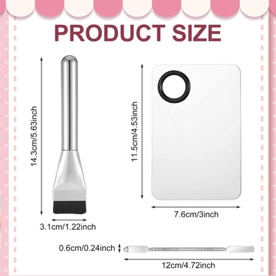 Mabor 3Pcs Make up Spatula Set, Makeup Mixing Palette Tray & Foundation Spatula & Brush, Make up Accessories Set for Women Girl Korean Makeup Facial Cosmetic Nail Art Tool