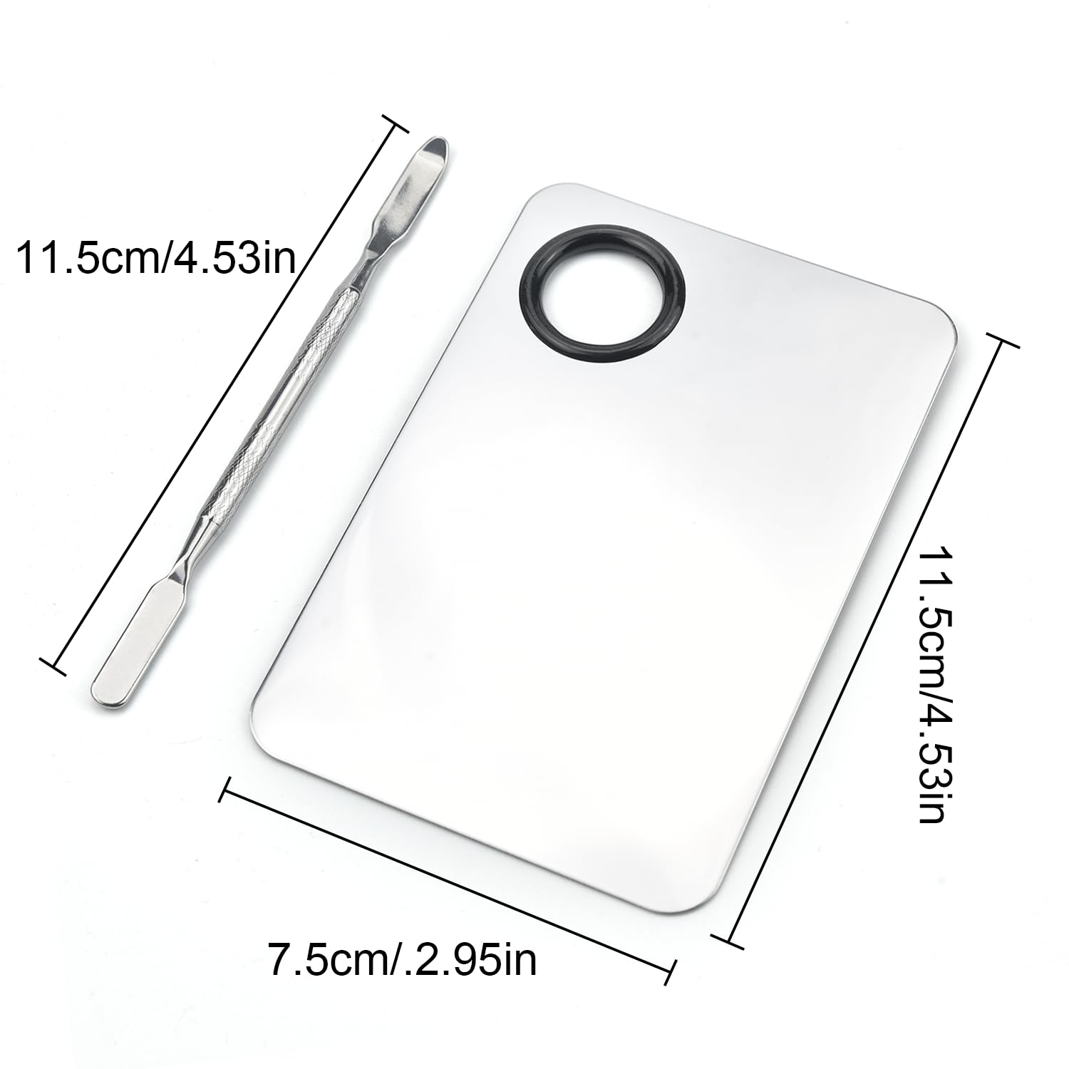 Makeup Mixing Palette, Stainless Steel Makeup Palette, Professional Cosmetic Mixing Makeup Palette Spatula Makeup Artist Tool (Small)