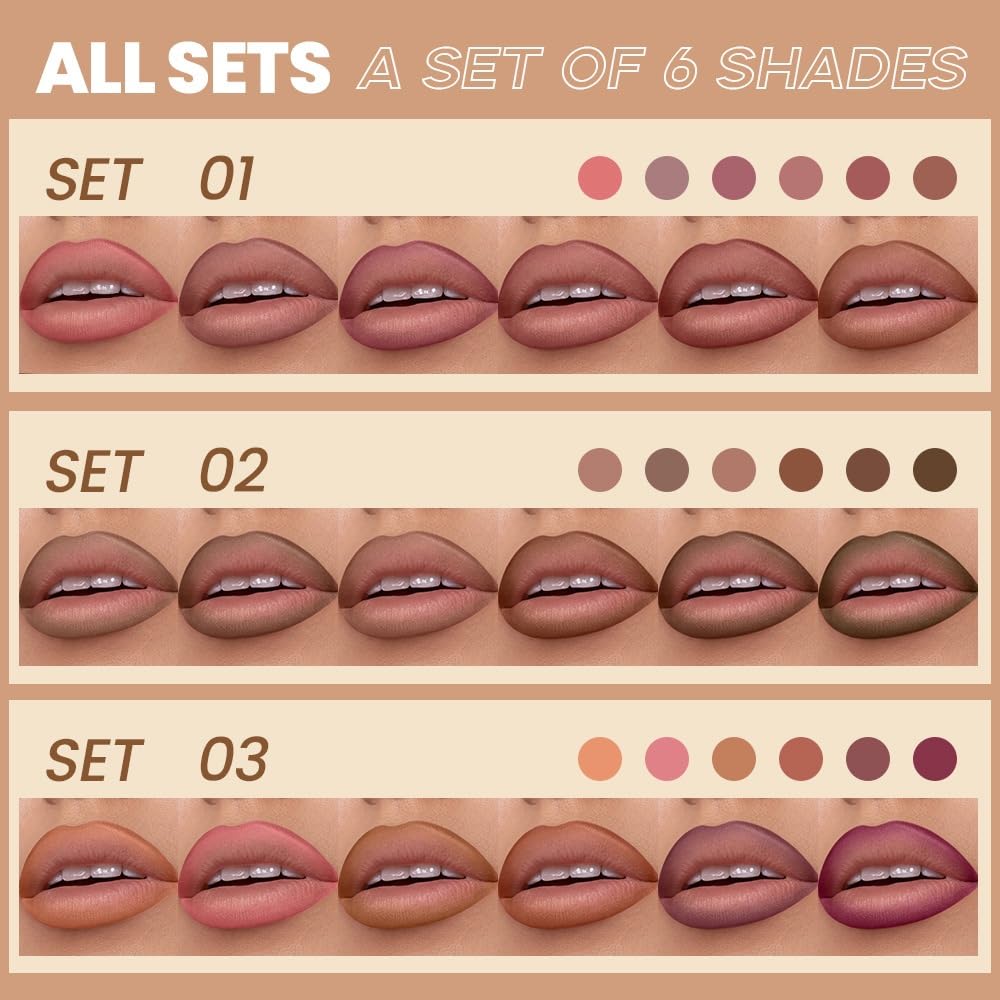 BestLand 6Pcs Rosy Nude Harmony Lip Liner Set, Long-Lasting Creamy Lip Combo Sets for Soft Pink, Rose & Mauve Nude Looks, Silky Smooth Formula, Smudge-Proof Definition for Fuller, Natural Ombre Lips