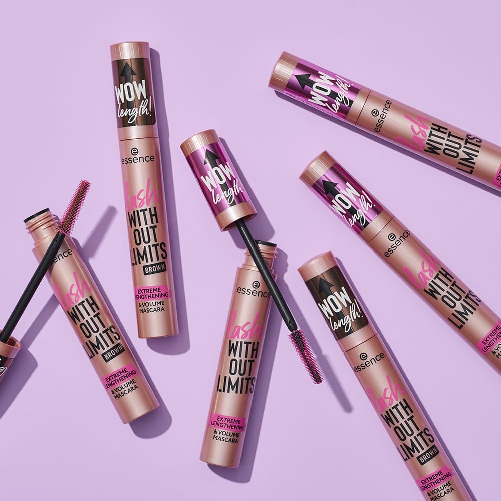 essence | Lash Without Limits Extreme Lengthening & Volume Mascara (02 | Brown) | Volumizing & Lengthening | Vegan, Cruelty Free & Paraben Free