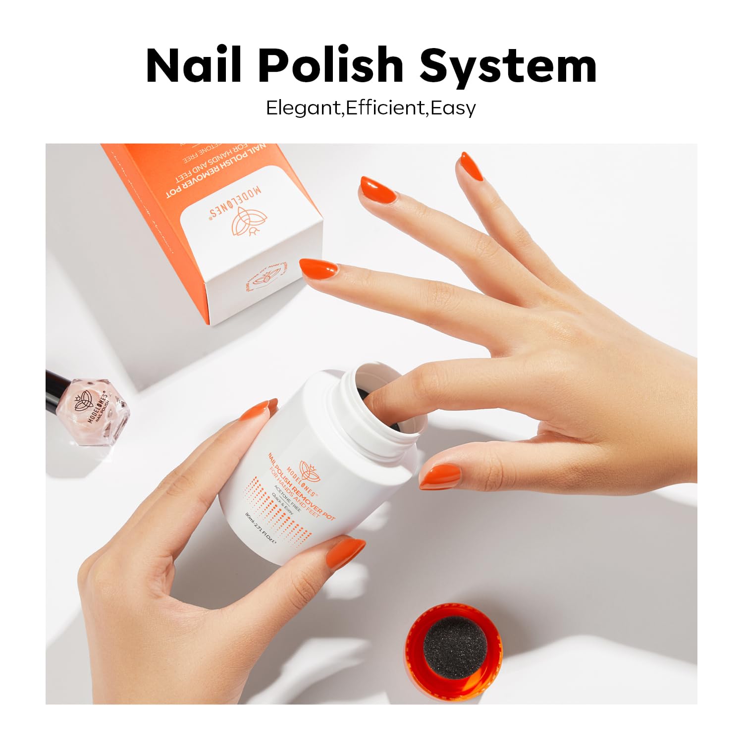 Modelones Nail Polish Remover Pot with Two Sponge-Top Lid, Acetone-Free Fingernail Polish Removal with Jojoba Oil Gentle, Non-Drying, Nourishing and Hypoallergenic Formula for Home Nail Art 2.71 FlOz