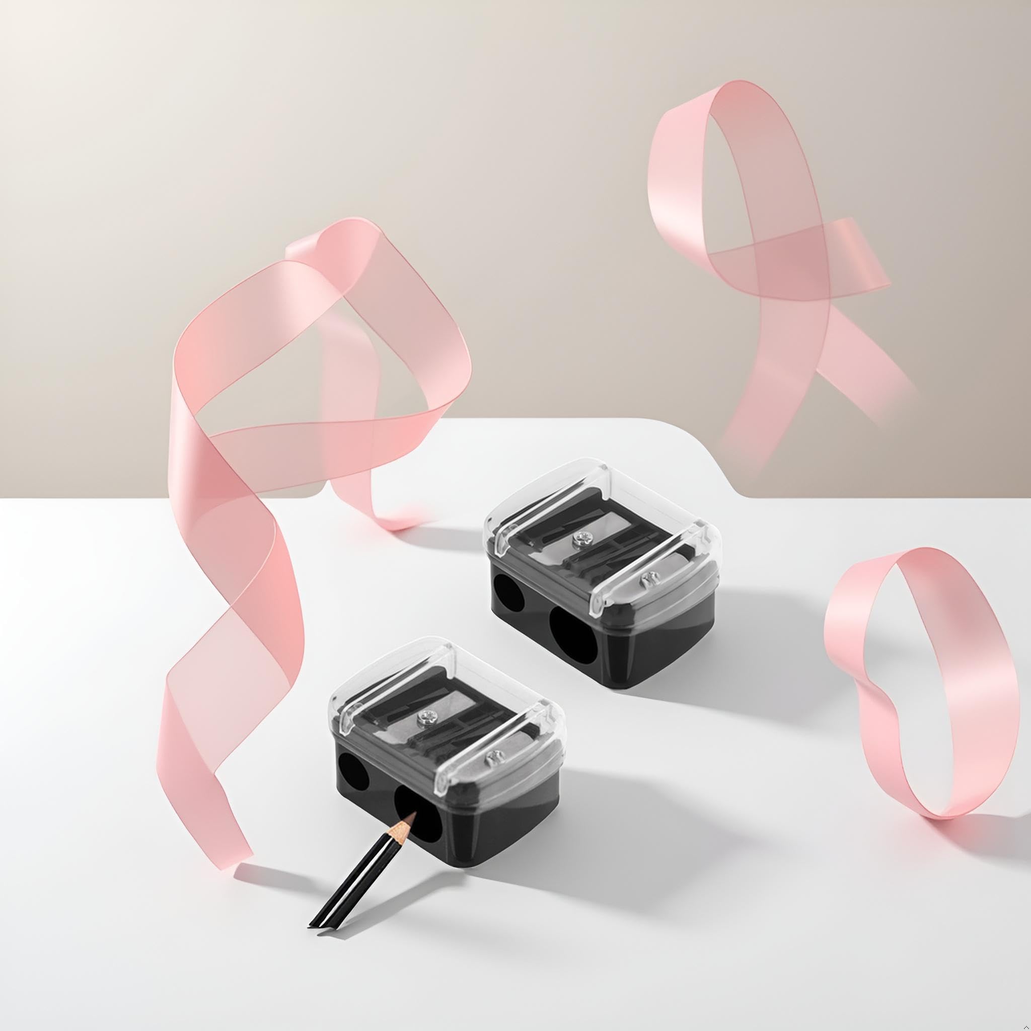 2Pcs Dual Hole Eyeliner Sharpener - Professional Makeup Pencil Sharpeners for Eyeliner & Lip Liner | Precision Blades, Compact Design