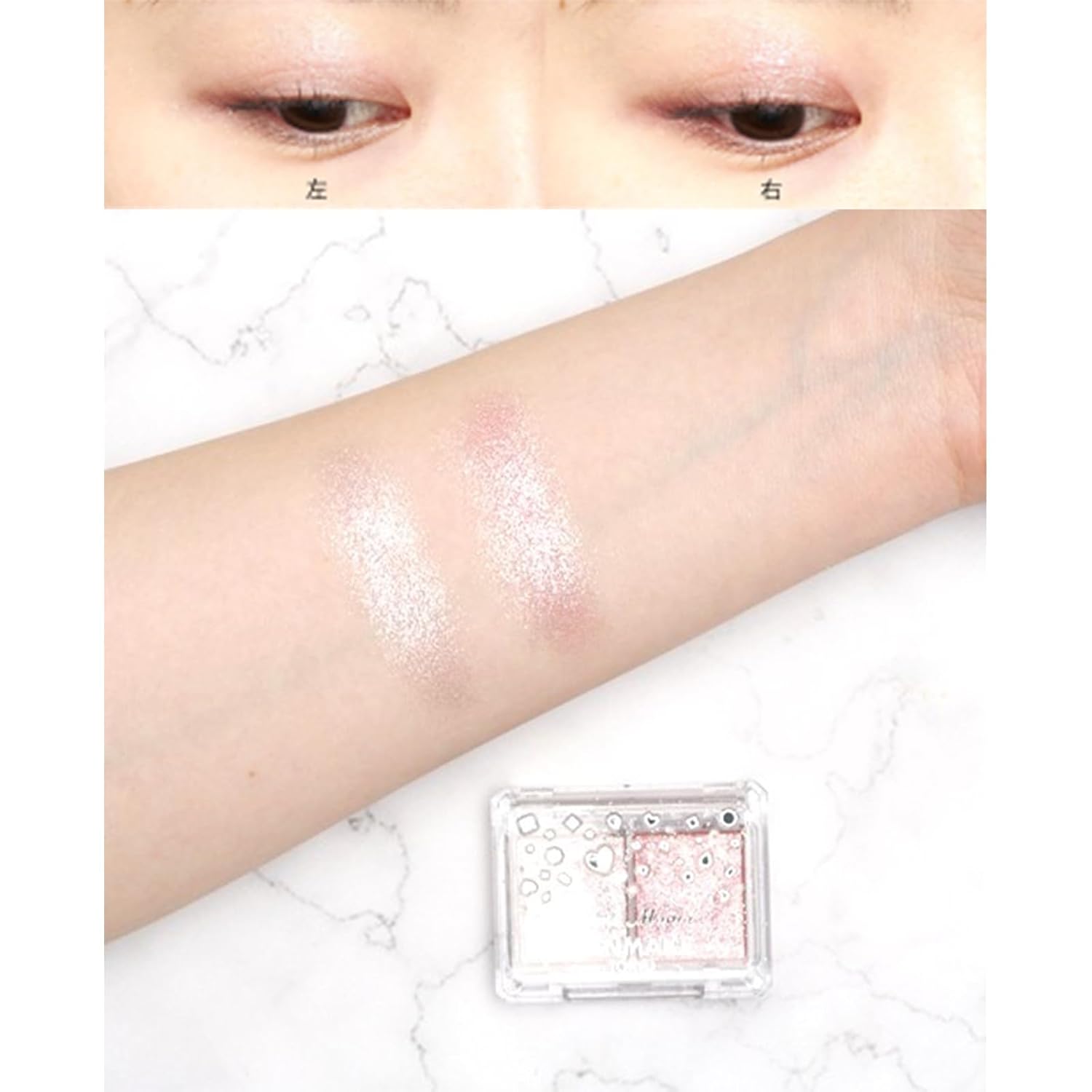 CANMAKE Lamé Mania - Eye Shadow Glitter Shiny Pearl 2 Colors - 0.13oz (3.7g) (02 Pink Poodle)