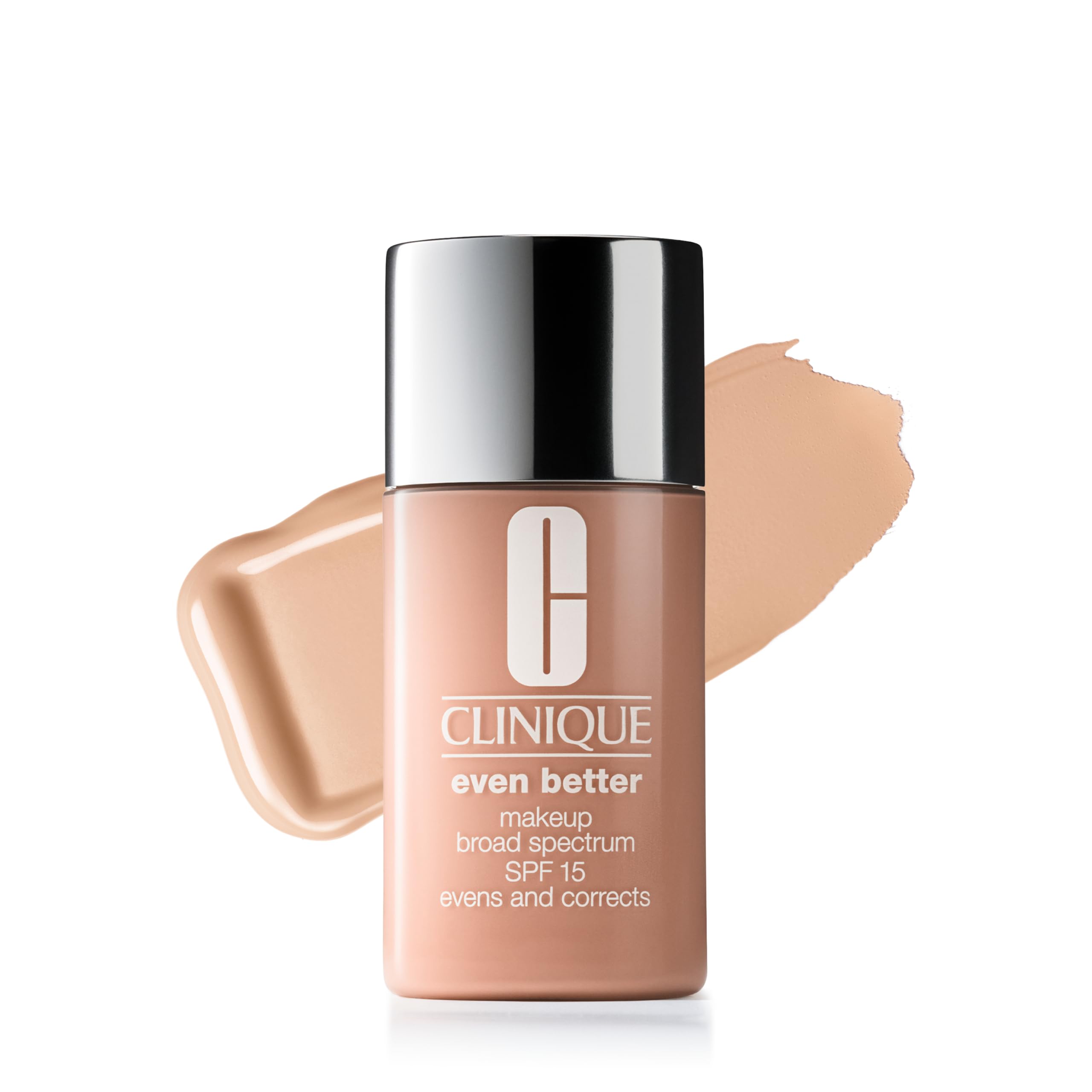 Clinique Even Better Makeup Liquid Foundation SPF 15 With Vitamin C For Dry + Oily Combination Skin Types | Medium Coverage + Natural Finish | Evens Skin Tone + Reduces Dark Spots, Ivory, 1 Fl Oz