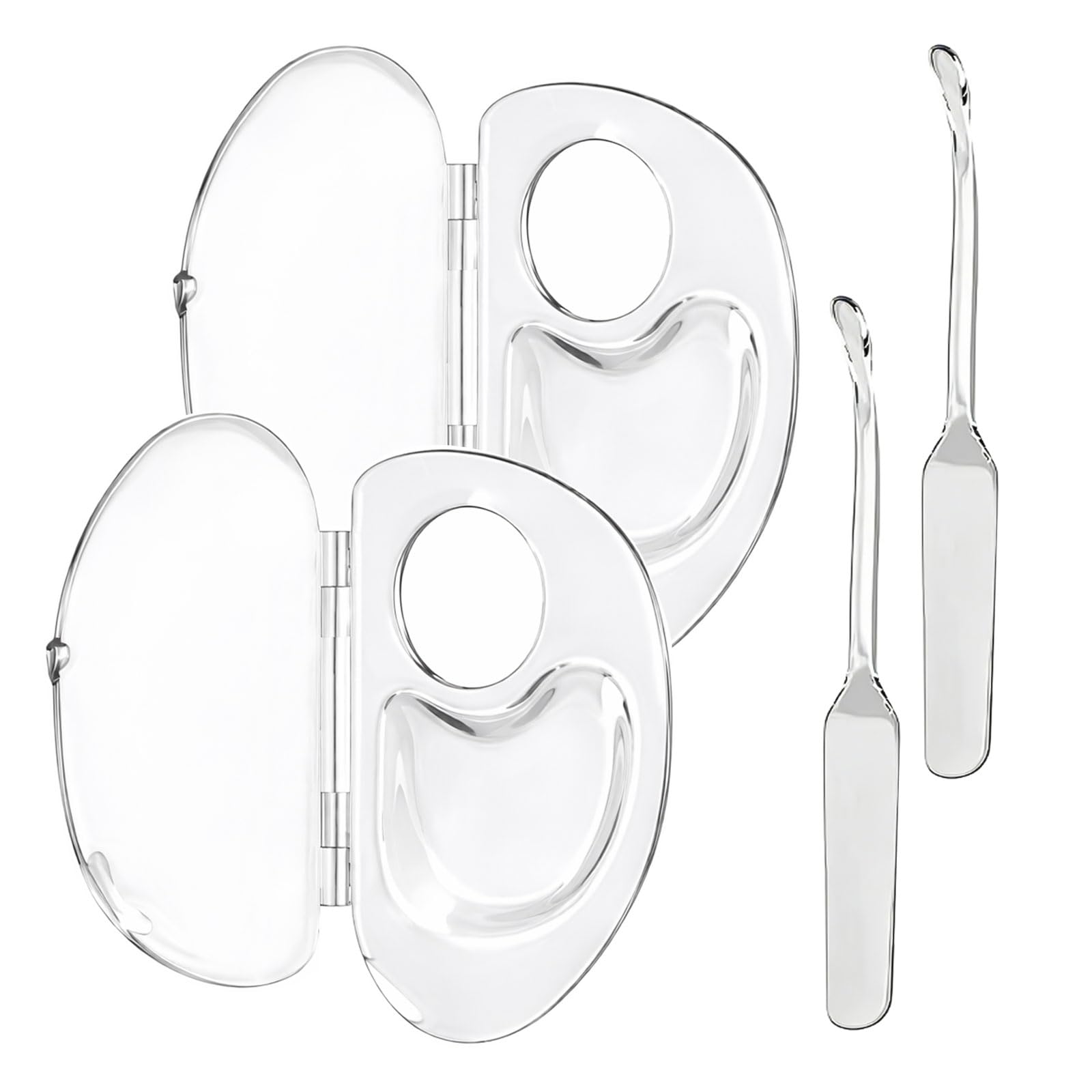 2 PCS Transparent Acrylic Makeup Mixing Palette with Sealed Storage – Liquid Foundation Holder, Nail & Pigment Blending Board