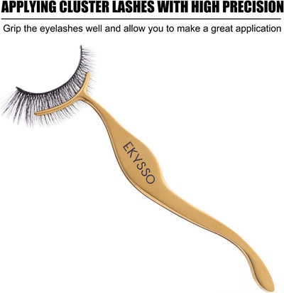 Lash Applicator Tools, 3-in-1 Cluster Eyelash Applicator Kit, Precision Lash Tweezers for Clusters & Strip Lashes, DIY Eyelash Cluster Tweezers Set
