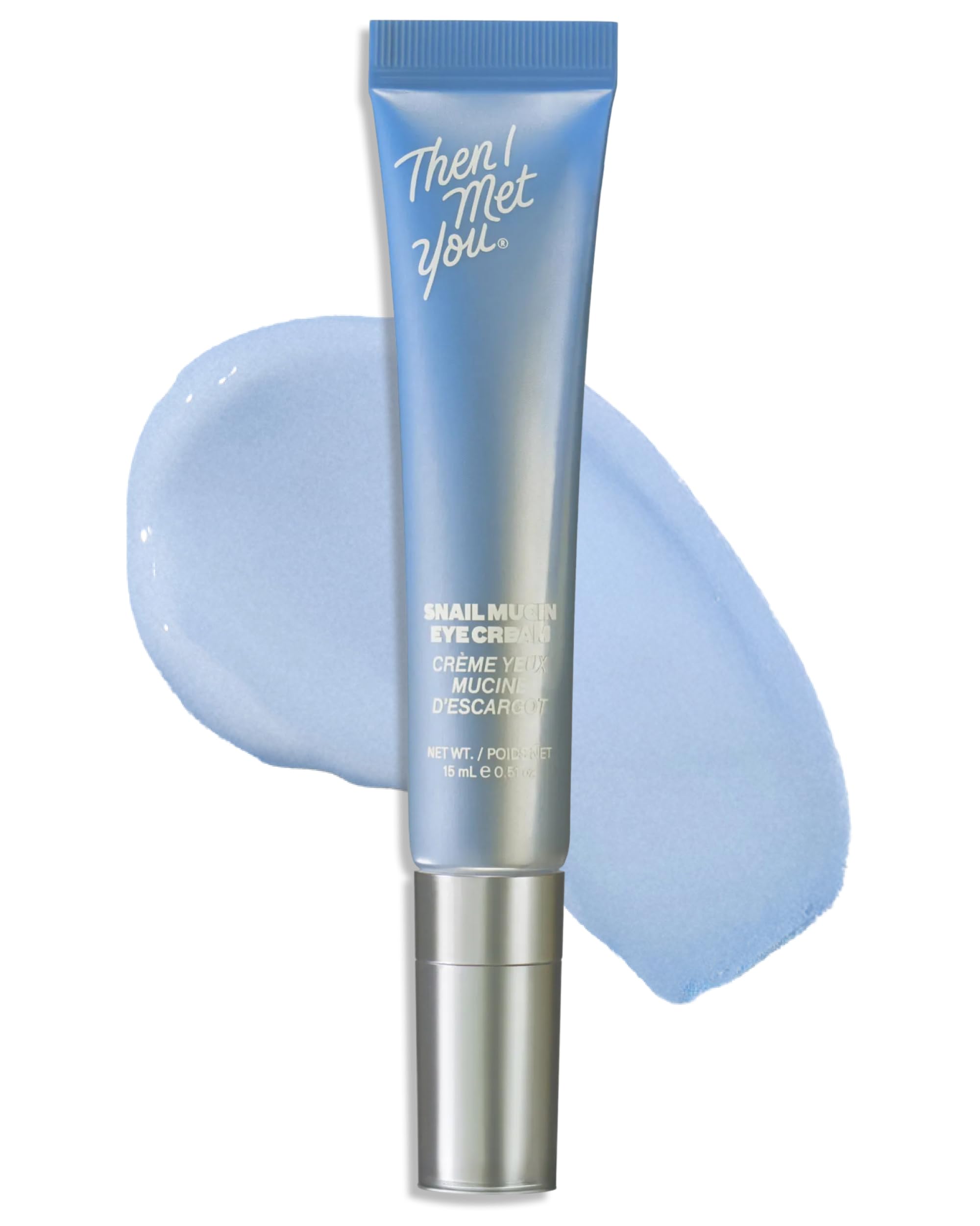 Then I Met You Snail Mucin Eye Cream, Korean Skincare for Dark Circles, Puffy Eyes, & Wrinkles, Firming, Brightening, Plumping, & Hydrating with Volufiline*, Peptides, Collagen, & Caffeine, 0.51 oz