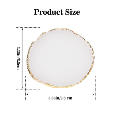 Ouligay Resin Art Palette Makeup Mixing Palette Gold Edge Nail Art Tool Gel Design Nail Art Makeup Mixing Tray DIY (White)