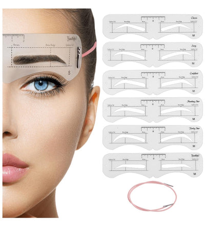 Eyebrow Stencils Kit 34 Pieces Eyebrow Shaping Tool Eyebrow Grooming Kit, Includes 2 Sheets Self Adhesive Face Gems (Pink & Silver)