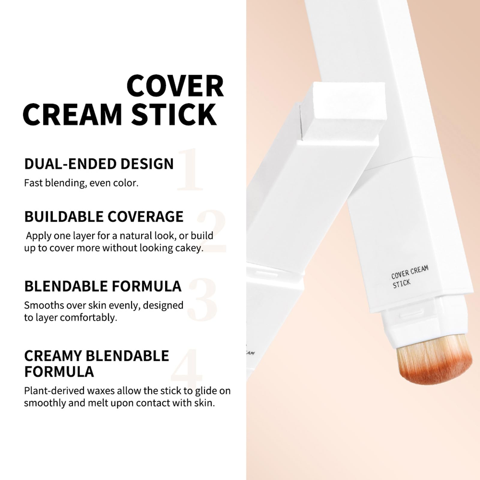 Easilydays Cover Cream Stick, Korean Portable Color-Changing Foundation Stick, Medium to Full Coverage, Brightening Makeup Base for a Smooth Hydrating Flawless Look, SoftBrush,#3 Natural