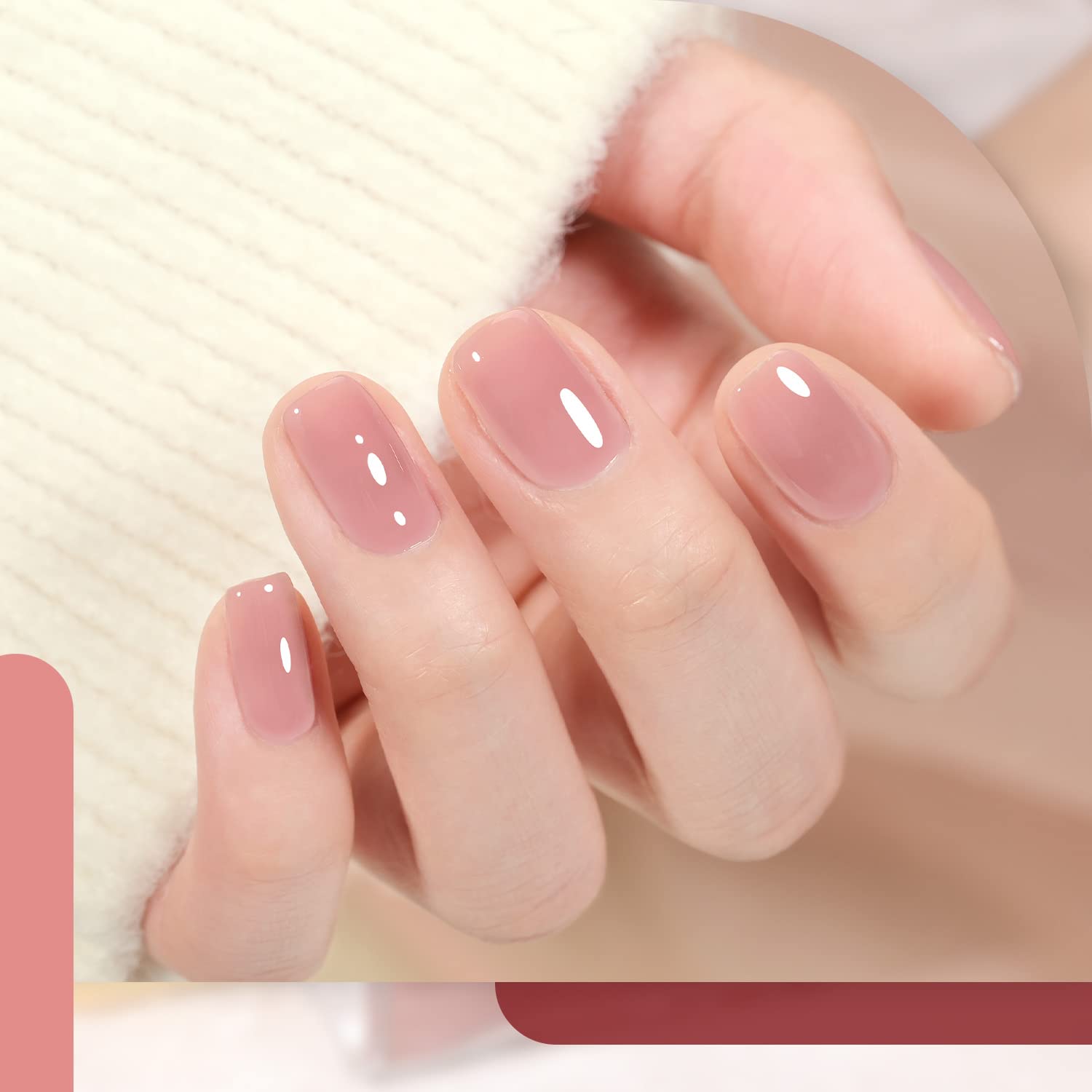 GAOY Rose Garden Jelly Gel Nail Polish of 6 Transparent Nude Red Pink Brown Colors Sheer Gel Polish Kit for Salon Manicure and Nail Art DIY at Home