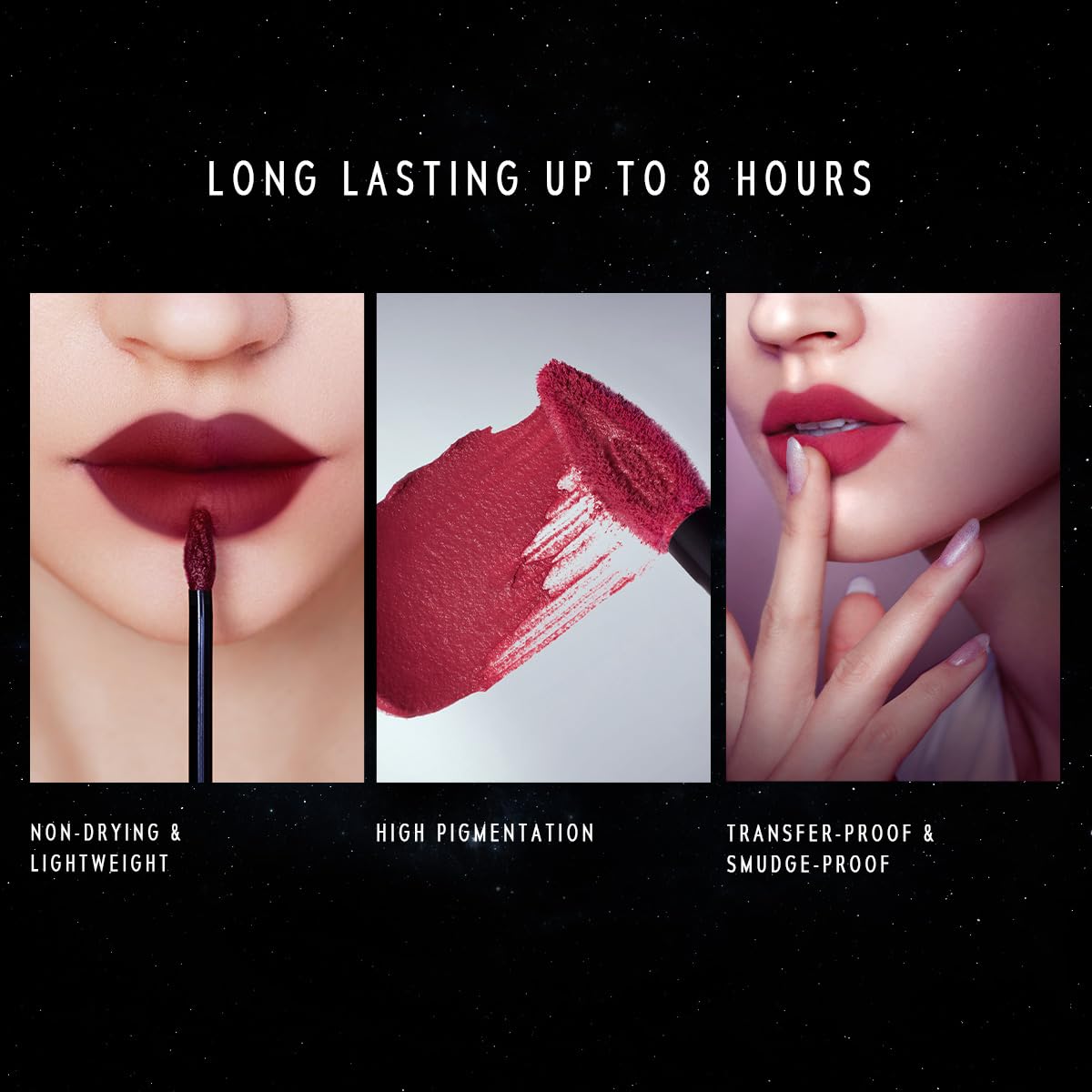 TIMEPHORIA Nebula Velvet Lip Cream, Deep Berry Red Velvet Matte Finish Lip Stain Tint, Lightweight Cream Texture, Blurs Lip Lines, High Pigment Transferproof Long-Lasting Liquid Lipstick 09 Helion