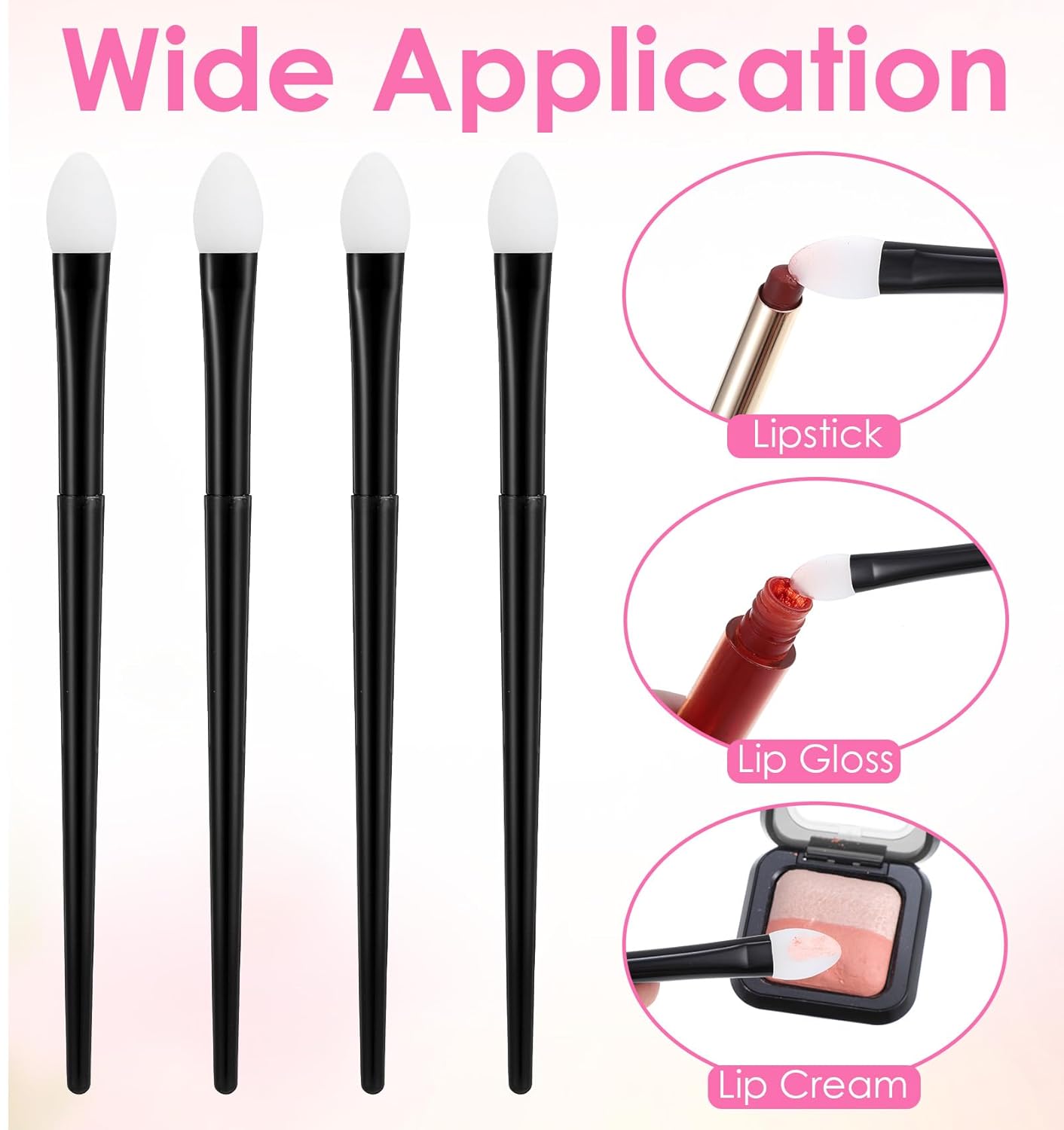 4Pcs Silicone Makeup Applicator, Eyeshadow Brush Lip Mask Brushes, Silicone Eye Brush for Liquid Eye Shadow Cream Applying