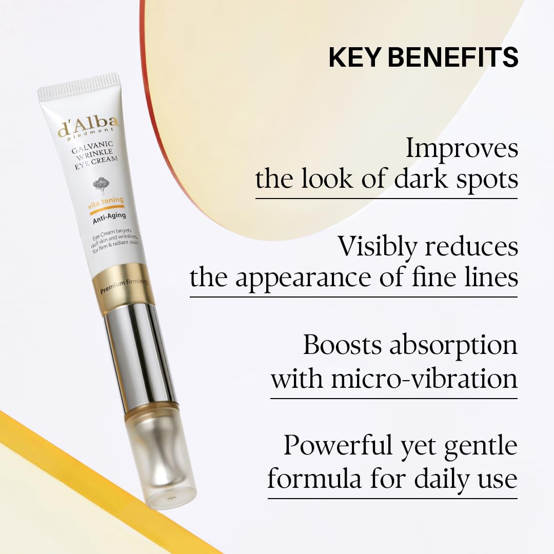 d'alba Piedmont Vita Toning Galvanic Eye Cream (0.51 fl oz), Hydrating & Firming Eye Cream with White Truffle, Collagen & Vitamin C, Radiance Care, Multi-Area Wrinkle Care