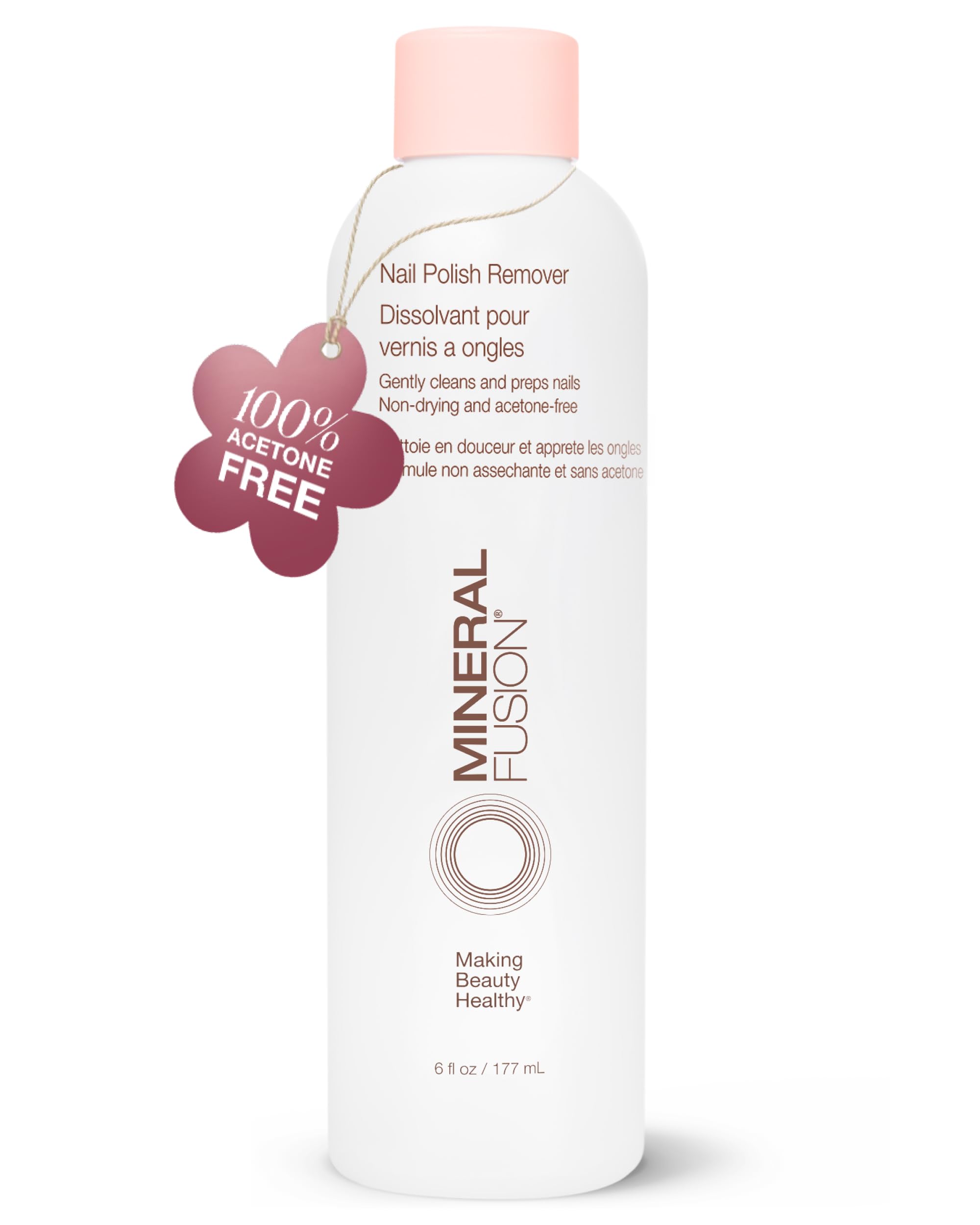 Mineral Fusion Nail Polish Remover - Acetone-Free Nail Care with Natural Solvents - Non Drying Liquid Formula - 6 fl oz