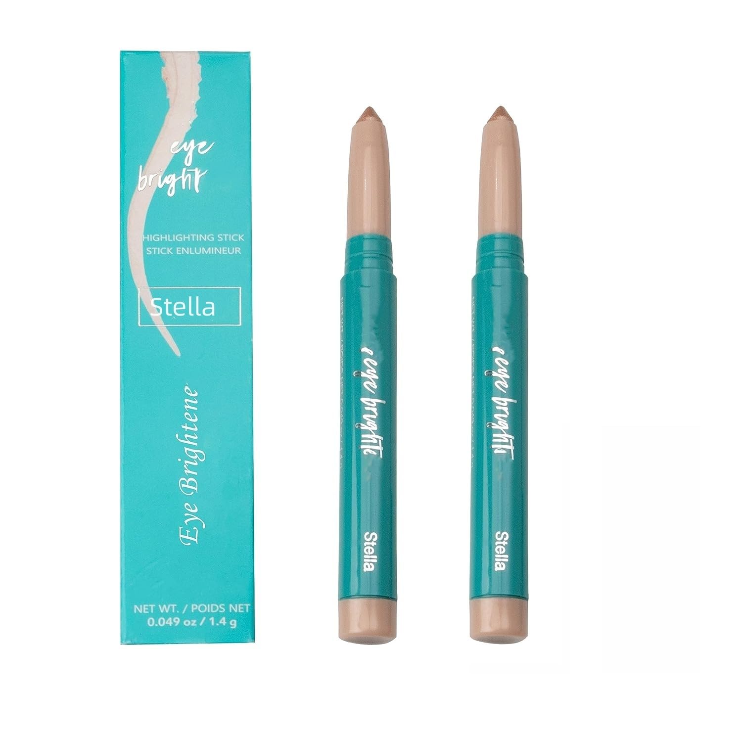 WINDALY 2 Pack Eye Shadow Stick Eye Brightener Eyeliner Pencil Long Lasting Waterproof Glitter Highlighting Eye Stick (2 Stella, 0.049 oz/1.4g)