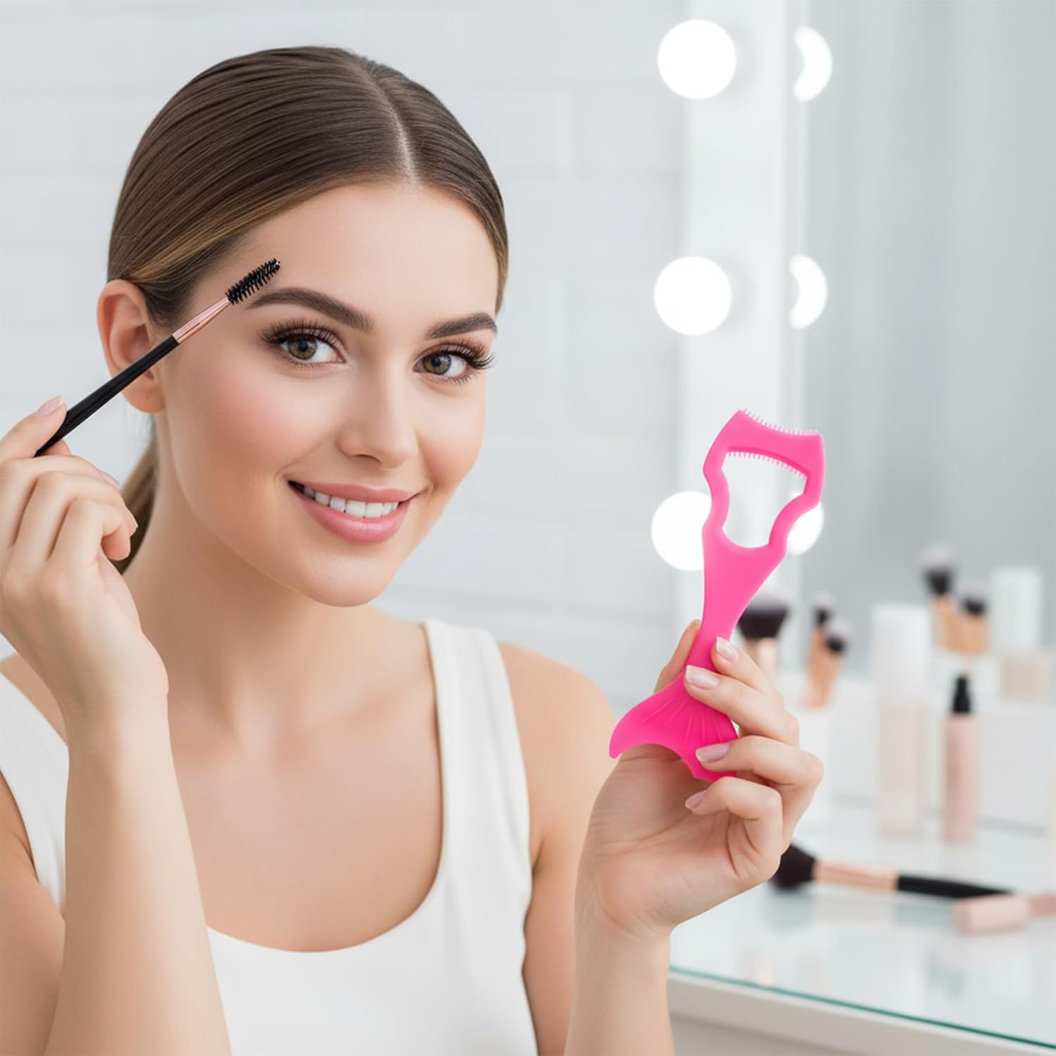 Mascara Guard for Eyelashes,3 Pcs Mascara Shield Guard with 2 in 1 Eyelash Comb Separator,Reusable Makeup Tool Set,Make Natural Eyelook,Beginners Friendly for Women(Pink+Black)