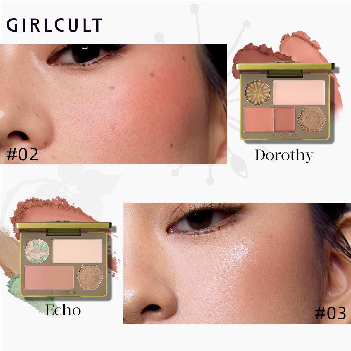 GIRLCULT Face Makeup Palette, Cream Makeup Palette with Blush, Contour & Highlighter Makeup, Hydrating Formula for Dewy Glow, 5-in-1 Face Palette for Fair Skin (#02 Dorothy)