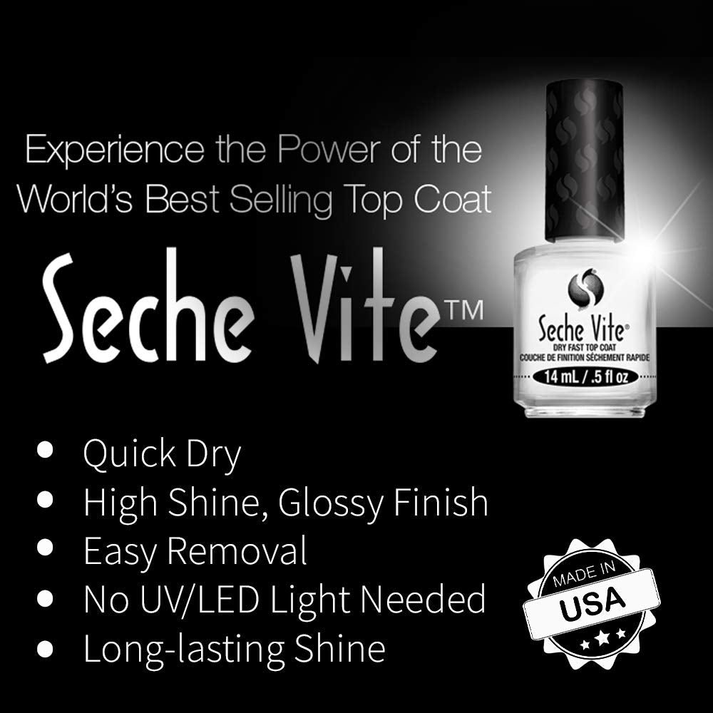 Seche Vite Dry Fast Top Coat for Nail Polish and Manicure (2 pack, 0.5 fl oz)