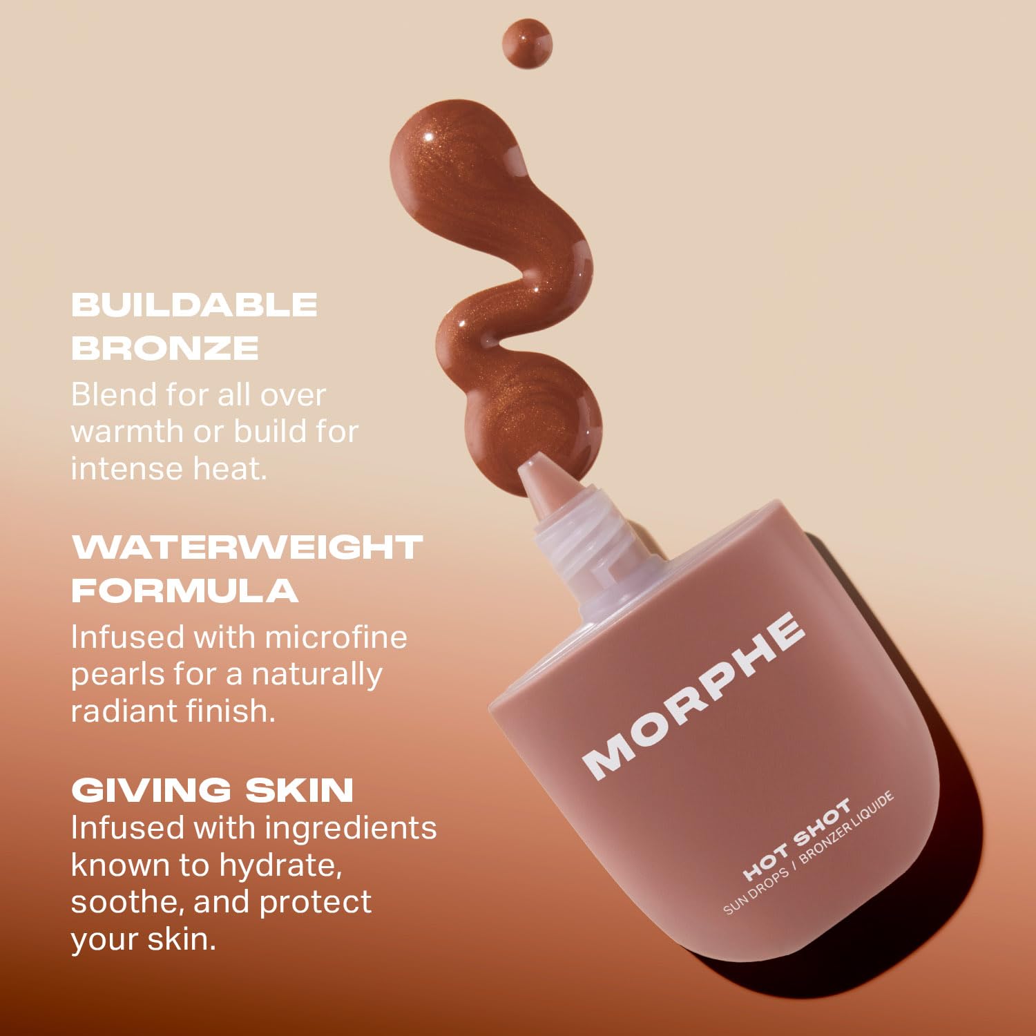 Morphe Hot Shot Sun Bronzing Drops - Waterweight Liquid Bronzer Drops with Niacinamide for Glowing Skin, Hydration & a Natural Radiant Finish - Rich Beach (1 Fl Oz)