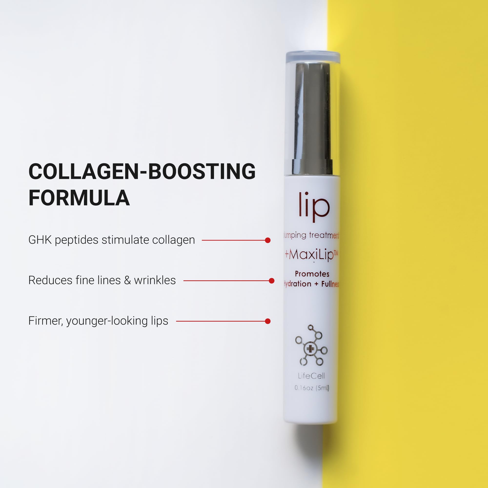 LifeCell Lip Plumping Treatment – Glossy Balm with MaxiLip Peptides for Fuller, Smoother Lips – Hydrating, Non-Irritating, Fragrance-Free Lip Care for All Skin Types