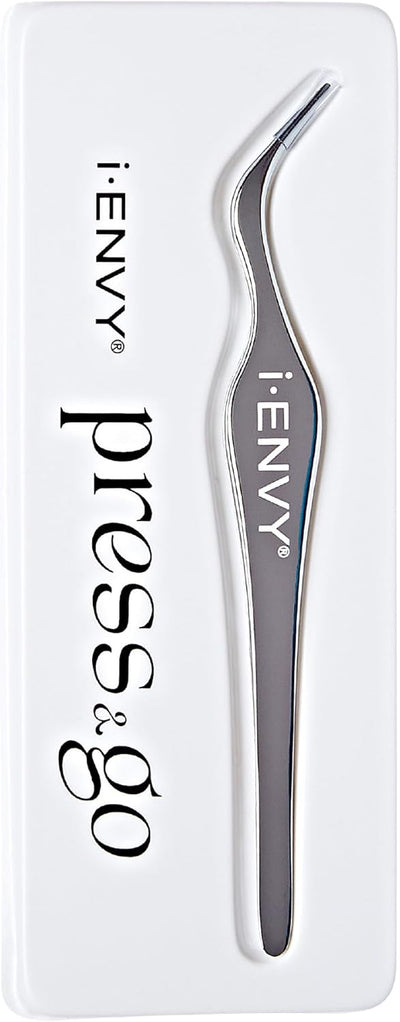 i-ENVY Press&Go Lash Applicator Tool, Nonstick Cluster Eyelash Tweezers for Quick & Easy False Lash Application, Lightweight Curved Angled Tip & Comfort Grip for Precise DIY Extension