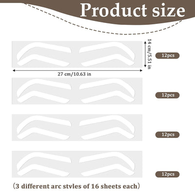 48 pairs Eyebrow Stencil Stickers Disposable,Disposable Eyebrow Tape,Adhesive Eye Brow Stencils for Women,3 Shapes Eyebrows Tape Strips,Airbrush Eyebrows Mapping Shaping Guides