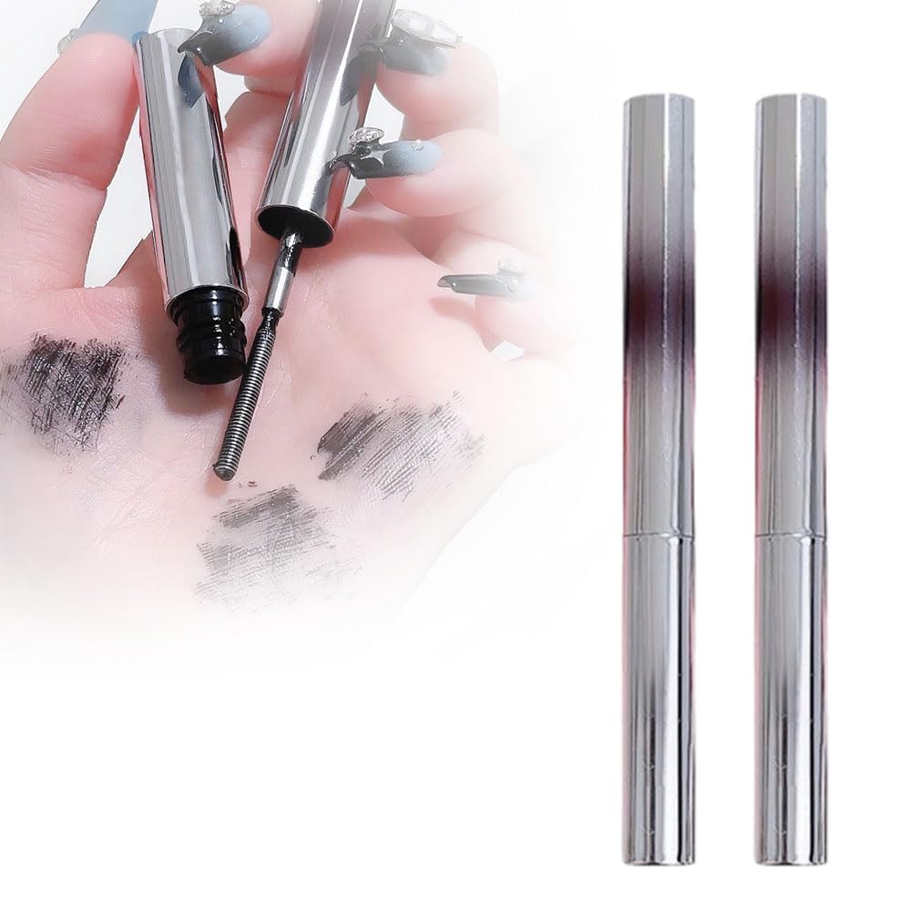 2pcs Iron Wand Mascara, 2026 Upgraded Waterproof Black Washable Metal Mascara, Metal Rod Mascaras, Long Lasting Lash Extensions Mascaras, Metals Wand Mascar, 3D Curling Eyelash Iron Mascar (Black)