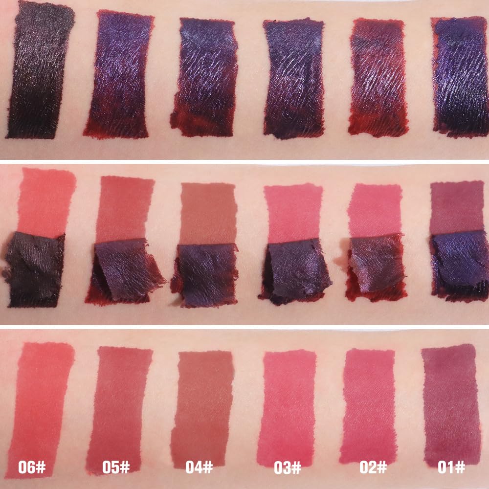 evpct 3Pcs Peel Off Lip Stain Tints, Maroon Mauve Red Matte Liquid Lipstick Lip Stain Long Lasting Waterproof for Women, Non-stick Cup Lipstick Peel Off Highly Pigmented Smudge-proof, 01# & 02# & 03#