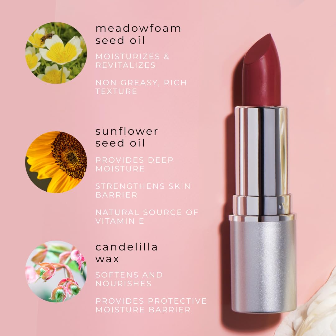 Honeybee Gardens Truly Natural Long Lasting Lipstick – San Francisco Pink Peach Rose Shade, Hydrating Lip Color with Botanical Oils, Vegan, Gluten-Free, Cruelty-Free, 0.11 oz / 3 g