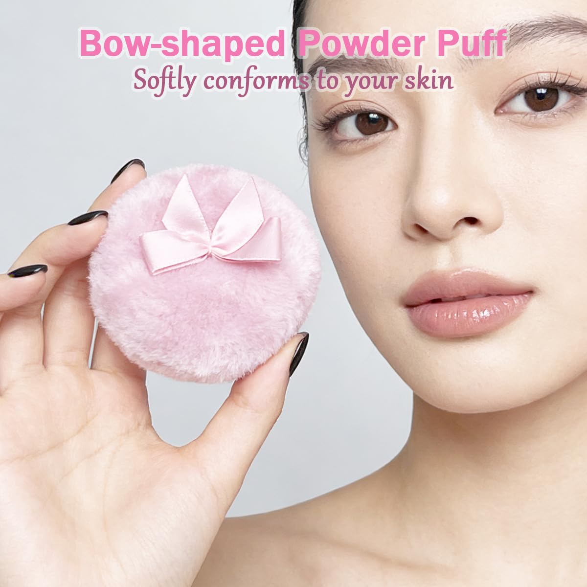 4" Glass Dusting Powder Container with 2 Fluffy Puffs,Cute 3.5" Soft Body Powder Puff and Jar Set(Butterfly-olive green)
