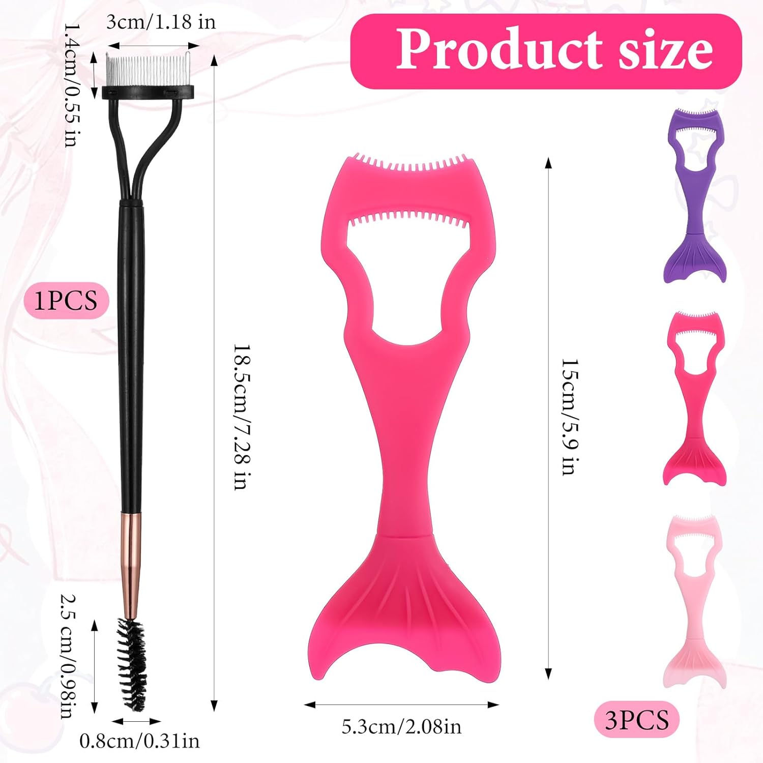 Mascara Guard for Eyelashes,3 Pcs Mascara Shield Guard with 2 in 1 Eyelash Comb Separator,Reusable Makeup Tool Set,Make Natural Eyelook,Beginners Friendly for Women(Pink+Black)