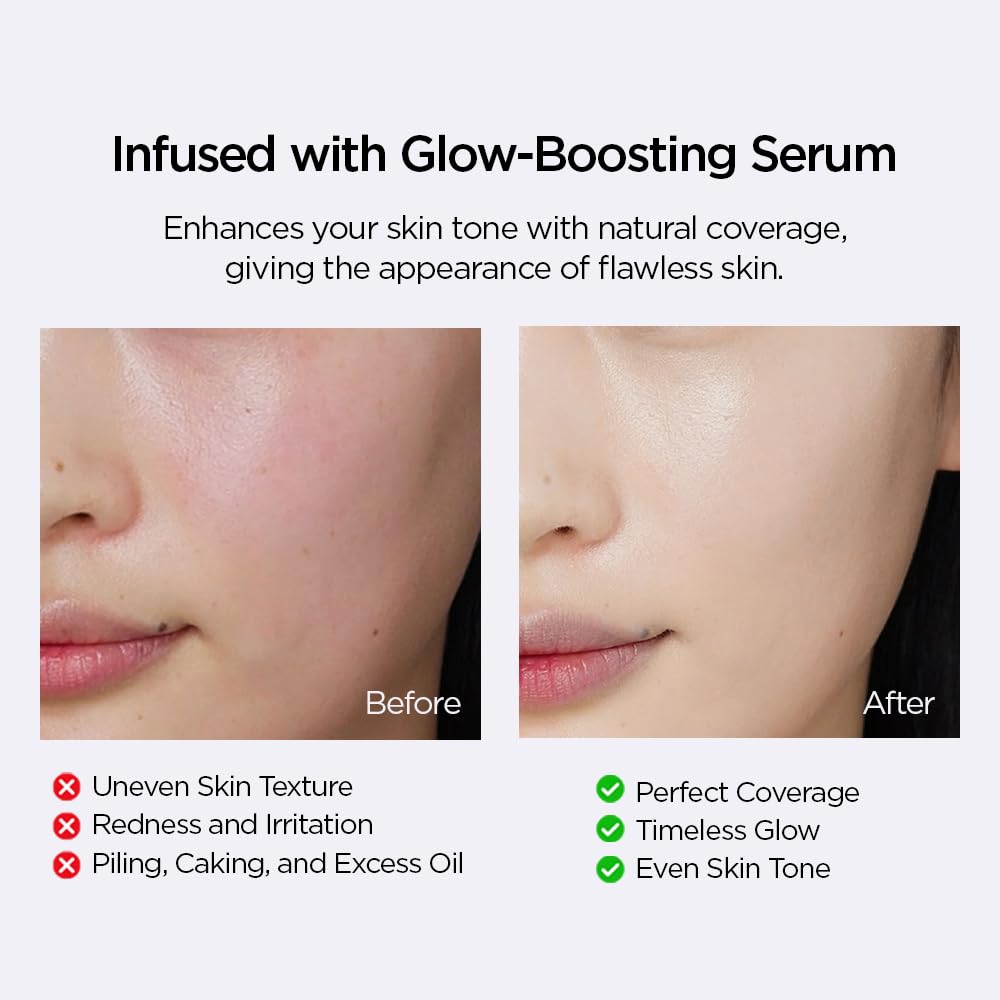 JUNG SAEM MOOL Essential Skin Nuder Cushion | Natural Finish, Buildable Coverage Cushion Foundation by Korean Makeup Artist (Refill Not Included, 0.49 Fl Oz), 21W Medium