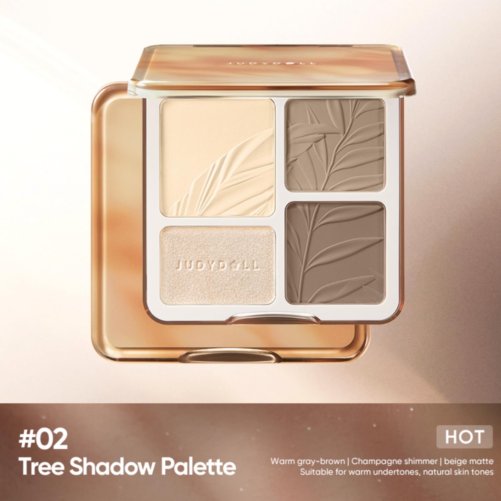 JUDYDOLL Highlight & Contour Palette, All-in-One Matte Highlighter Contour Compact,Blendable Face Makeup for Beginners, for Warm Skin Tone (New Version 02 Tree Shadow Palette)