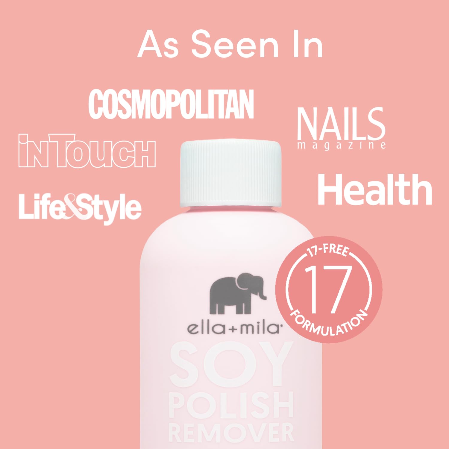 ella+mila Soy Nail Polish Remover - Non-Acetone, Non-Toxic Fingernail Polish Remover for Natural Nails - Gentle, Vegan Formula with Lavender Oil & Vitamins A, C & E (4 fl oz)