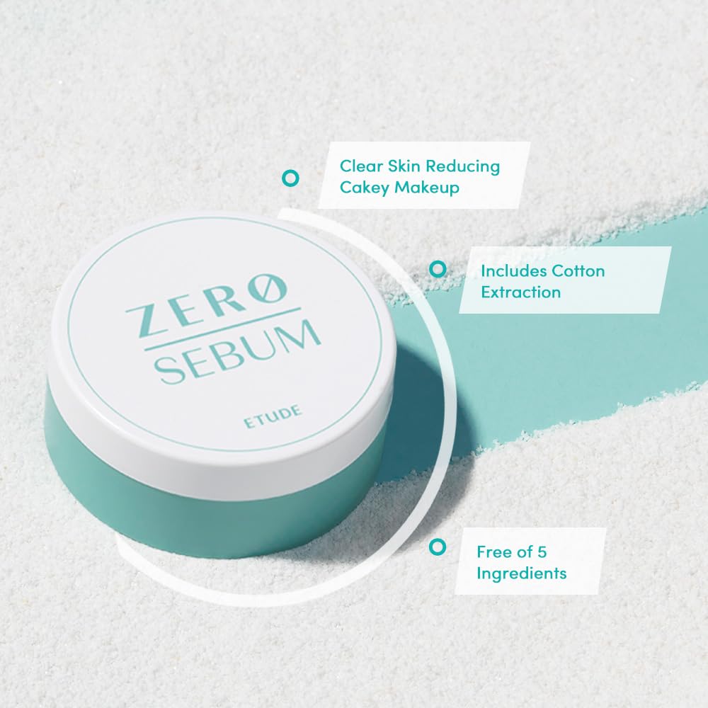 ETUDE Zero Sebum Loose Powder for Face | Lightweight Oil Control No Sebum Loose Face Powder with 80% Mineral | Long Lasting Perfect for Coachella & Festival Essentials