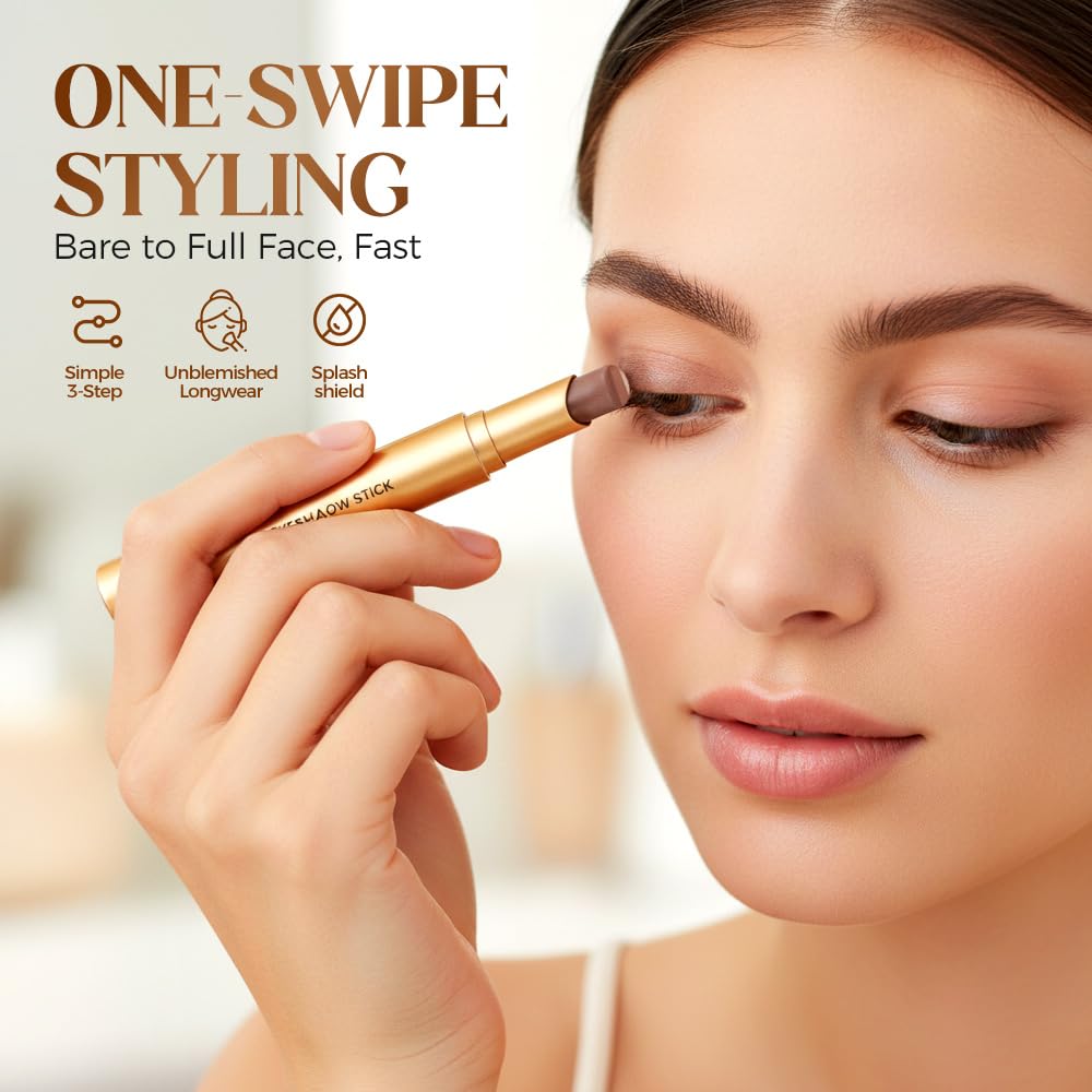 2 Pack 3 Color Eyeshadow Stick, 2025 New Cream Eyeshadow, Shimmer shadow for Day and Night, Portable Glitter shadow for Women (Matte + Pearlescent)