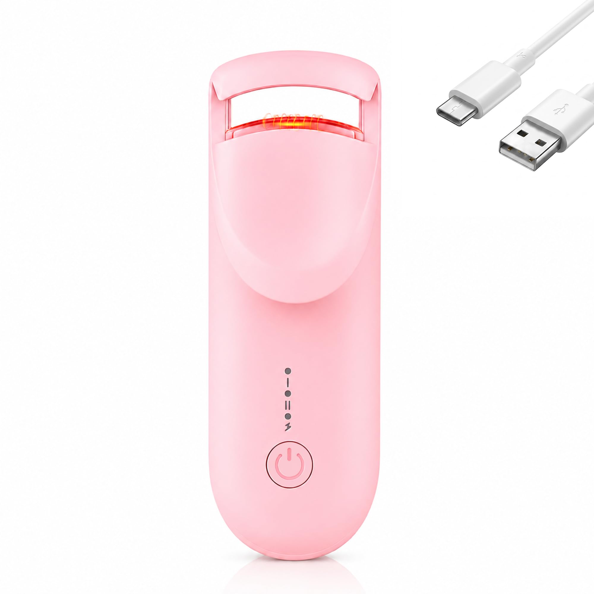 Heated Eyelash Curler, Anti-Burn Safe Heat with Upgraded Liquid Silicone Pad, 24H Natural C-Curl, 2 Heat Levels, 8s Fast Heat-Up, USB-C Rechargeable, Wide-Arch for Fine, Thick & Hard-to-Curl Lashes