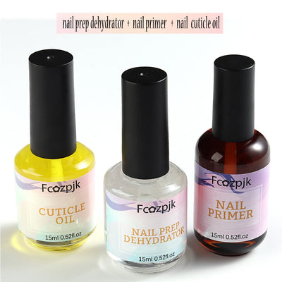 Fcozpjk Nail Dehydrator and Nail Primer with Cuticle Oil Set, Air Dry Bonding Primer for Acrylic Nails No Lift, Acid-free Prep Dehydrator, Natural Cuticle Oil for Nails, Manicure Accessories