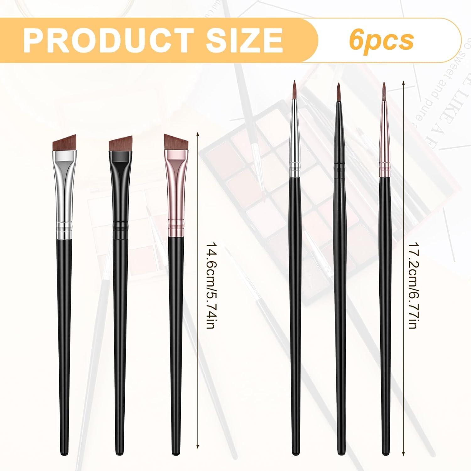 6 Pack Eye Liner Brushes Makeup Fine Point Eyeliner Brush Fine Angled Eyeliners Brush Portable Eye Gel Foundation Brushes Water Activated Graphic Cosmetic Liner Wands for Women