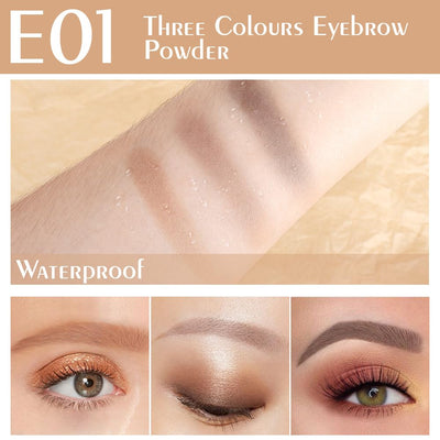Light Medium Brown Eye Brow Powder for Women, Taupe Eyebrow Powder Kit with Brush, Long-Lasting 3 Colors Brow Palette, Filler for Full, Defined Natural Brows Shaping