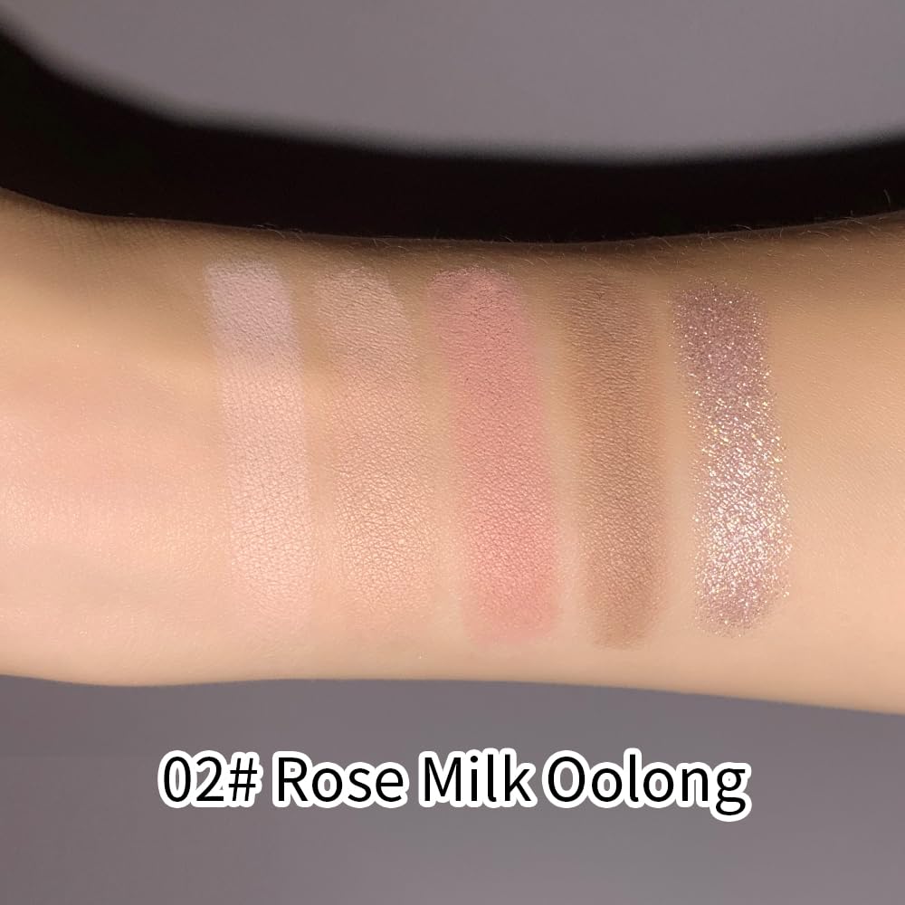 Rose Nude Eyeshadow Palette 5 Colors Pink Brown Matte and Rose Gold Shimmer Highly Pigmented Soft Glam Neutral Mauve Eyeshadow Long Lasting Blendable for Daily Natural Makeup, 2#