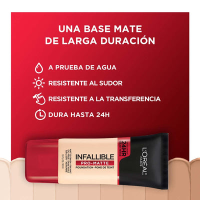 L'Oreal Paris Cosmetics Makeup Infallible Pro-Matte Liquid Longwear Foundation, Shell Beige, 1 fl oz.